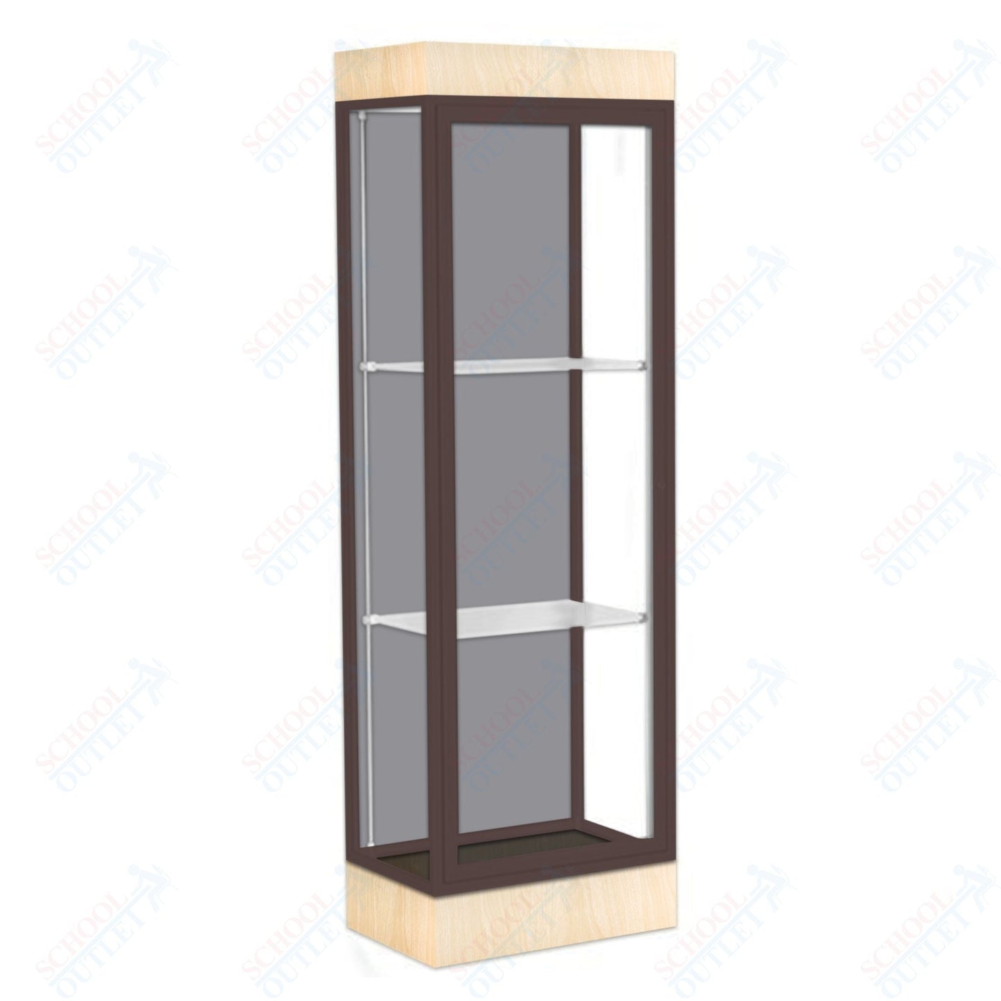 Waddell Edge 91 Lighted Floor Case w/ Harbor Back & Dark Bronze Frame - 24"W x 76"H x 20"D(Waddell WAD - 91LFHB - BZ) - SchoolOutlet