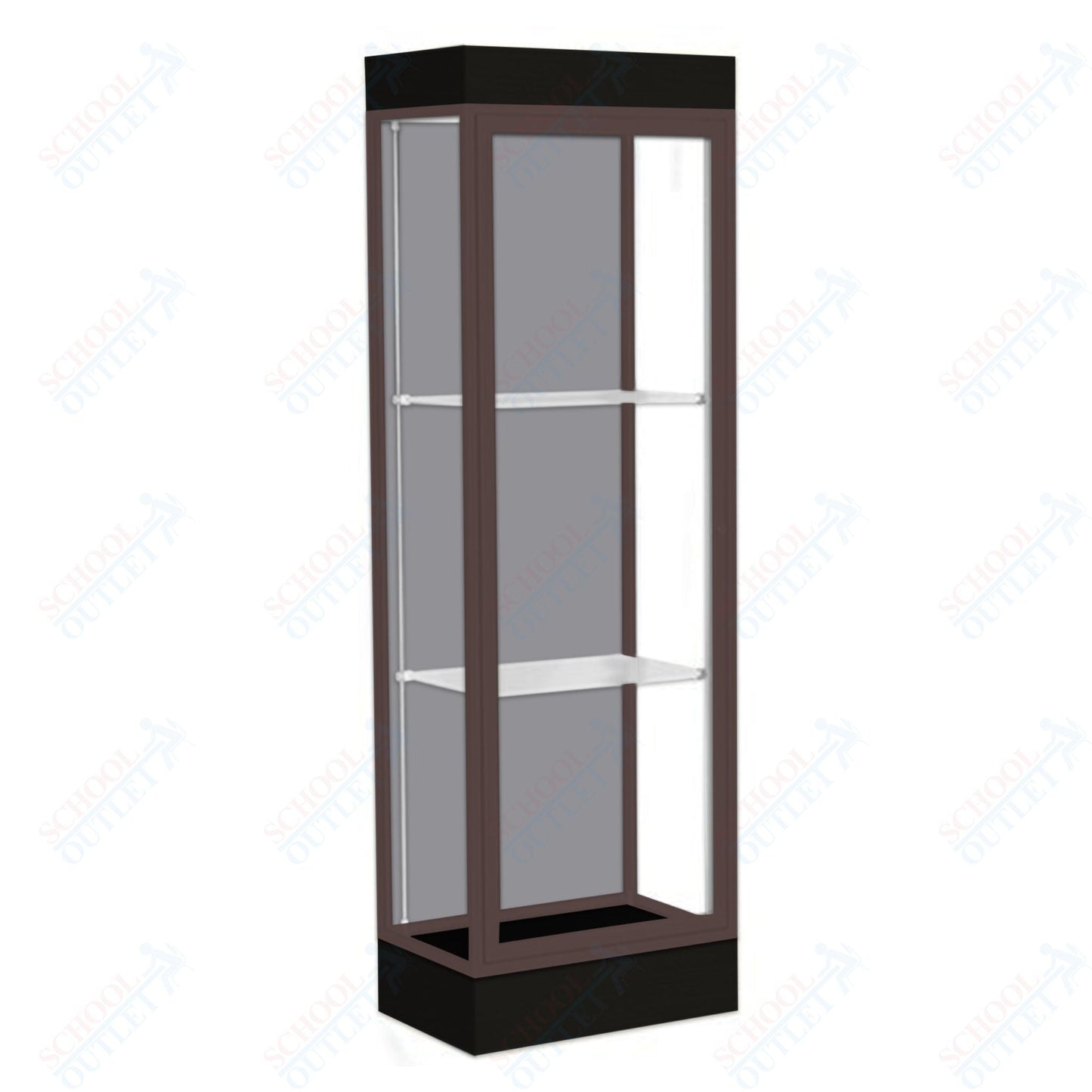 Waddell Edge 91 Lighted Floor Case w/ Harbor Back & Dark Bronze Frame - 24"W x 76"H x 20"D(Waddell WAD - 91LFHB - BZ) - SchoolOutlet
