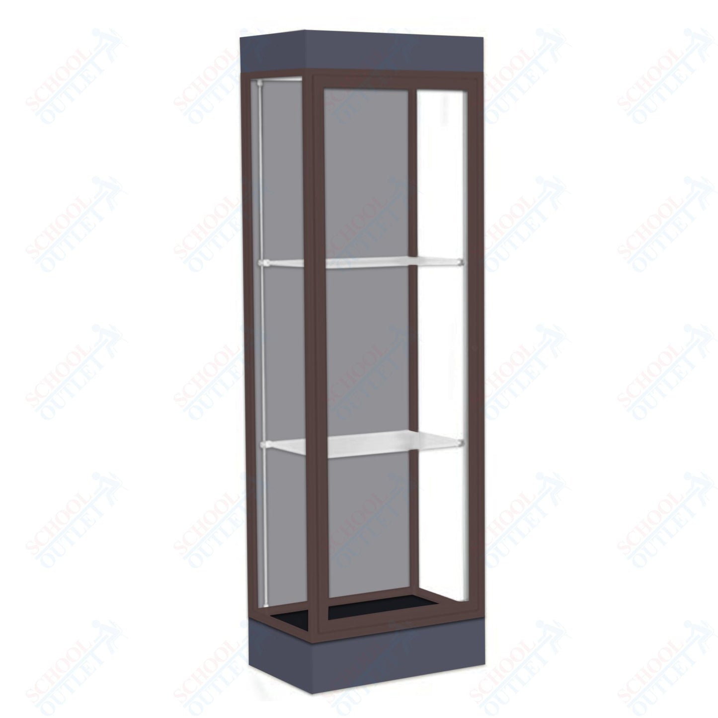 Waddell Edge 91 Lighted Floor Case w/ Harbor Back & Dark Bronze Frame - 24"W x 76"H x 20"D(Waddell WAD - 91LFHB - BZ) - SchoolOutlet