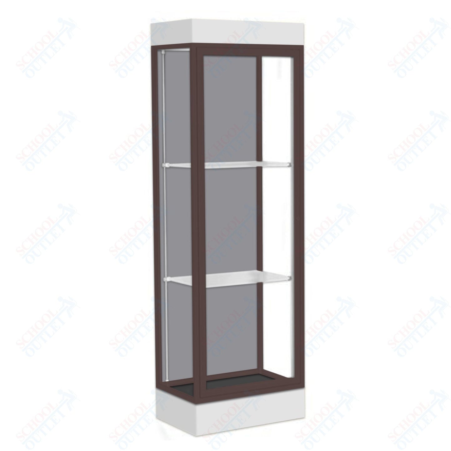 Waddell Edge 91 Lighted Floor Case w/ Harbor Back & Dark Bronze Frame - 24"W x 76"H x 20"D(Waddell WAD - 91LFHB - BZ) - SchoolOutlet