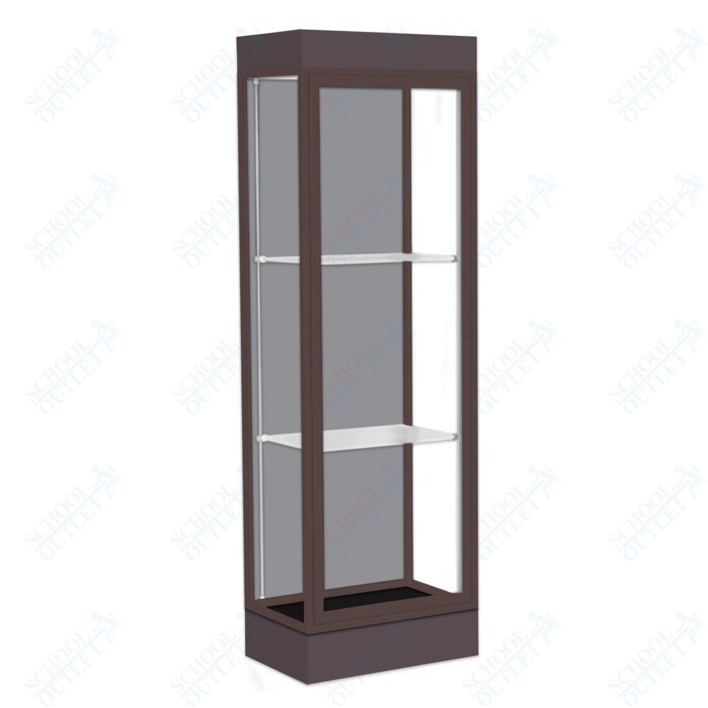 Waddell Edge 91 Lighted Floor Case w/ Harbor Back & Dark Bronze Frame - 24"W x 76"H x 20"D(Waddell WAD - 91LFHB - BZ) - SchoolOutlet