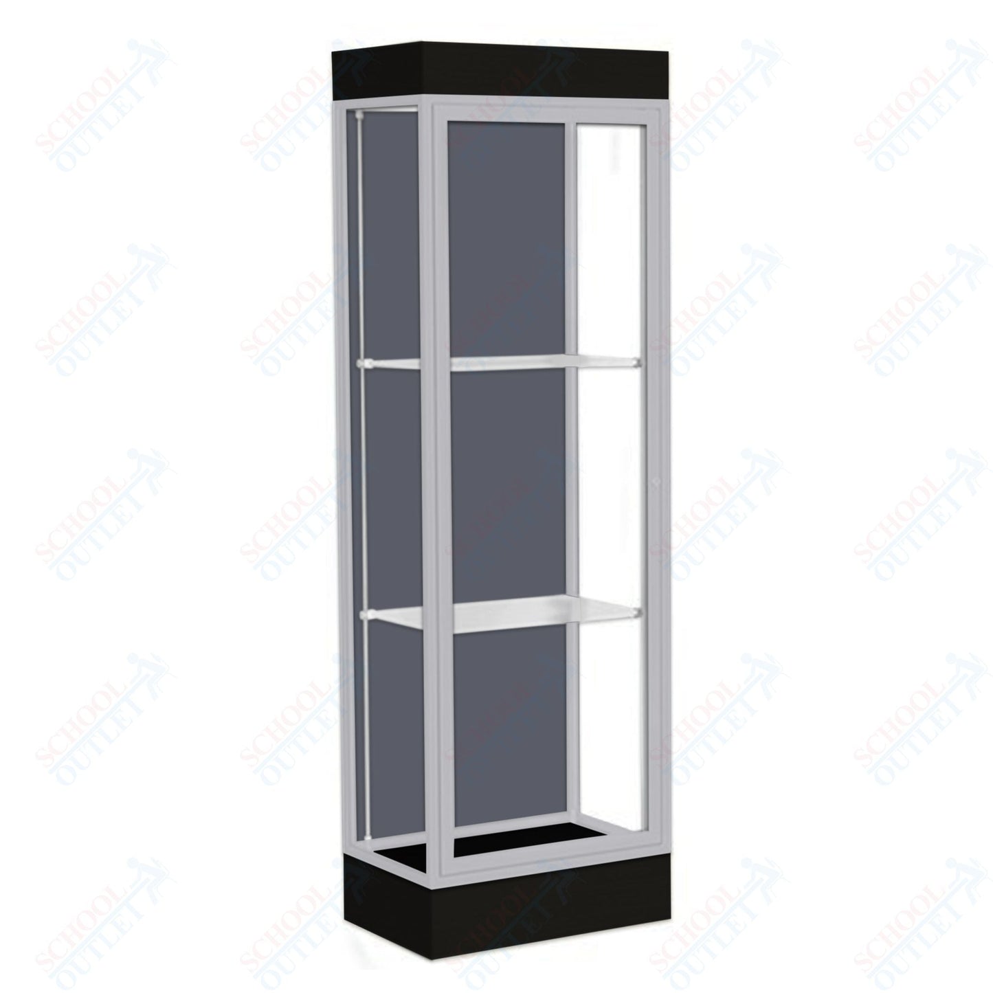 Waddell Edge 91 Lighted Floor Case w/ Slate Back & Satin Natural Frame - 24"W x 76"H x 20"D(Waddell WAD - 91LFSL - SN) - SchoolOutlet