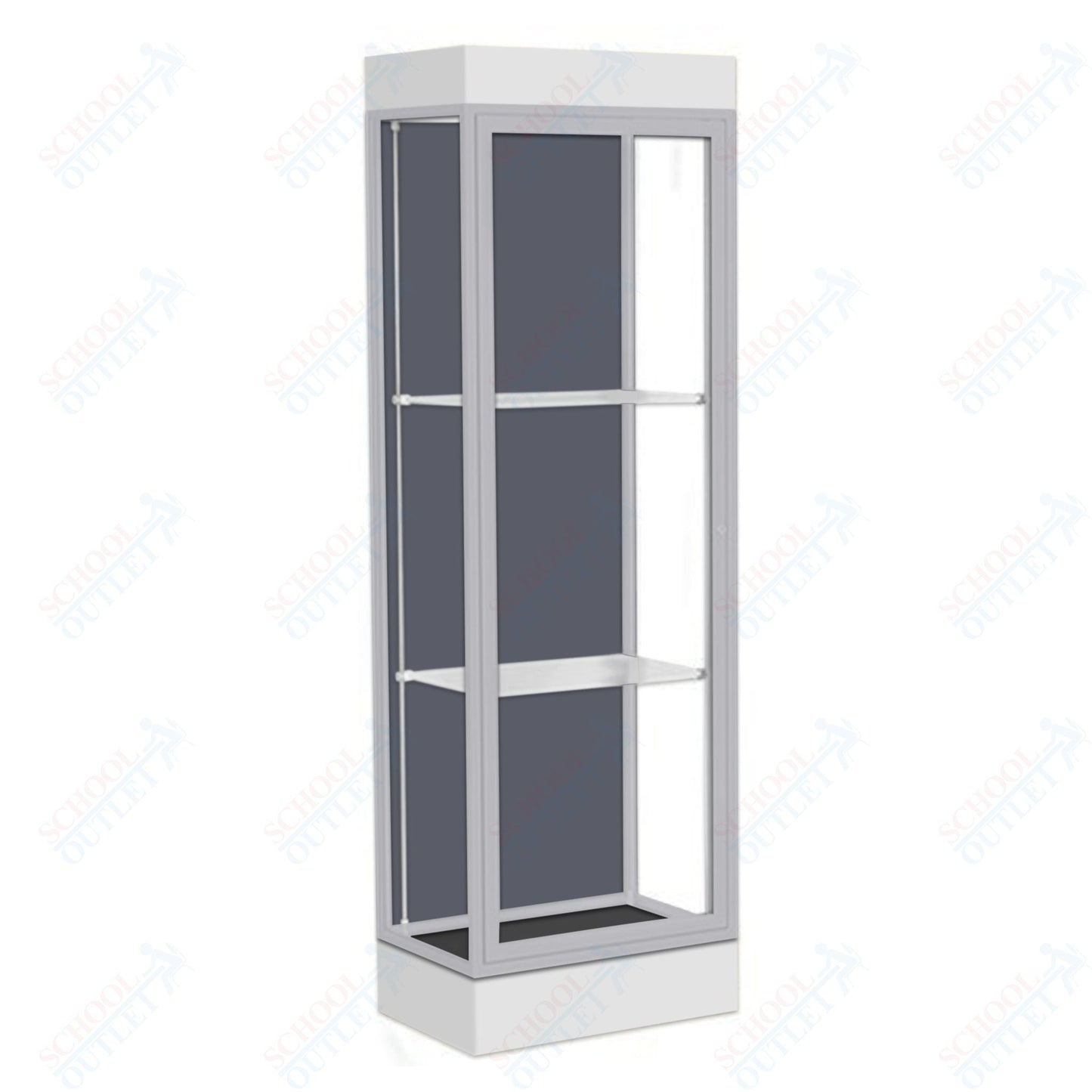 Waddell Edge 91 Lighted Floor Case w/ Slate Back & Satin Natural Frame - 24"W x 76"H x 20"D(Waddell WAD - 91LFSL - SN) - SchoolOutlet
