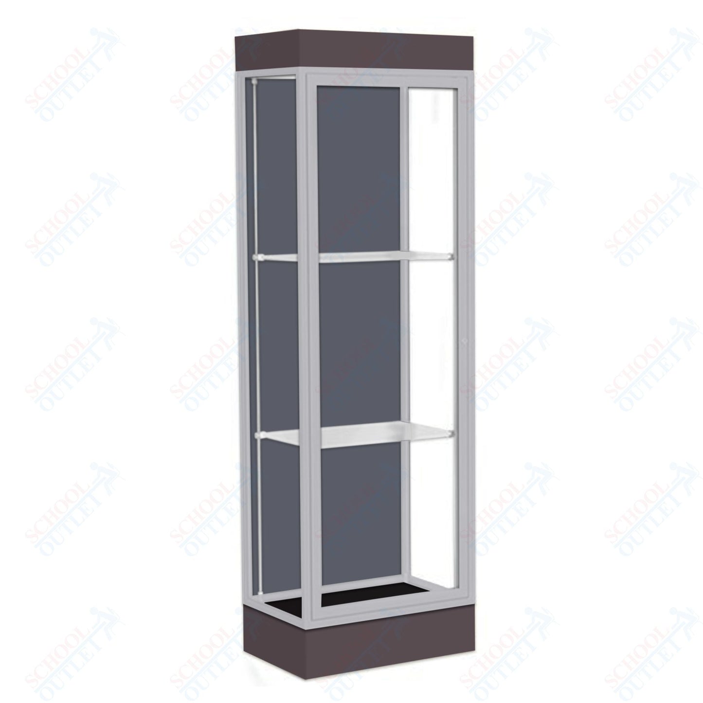Waddell Edge 91 Lighted Floor Case w/ Slate Back & Satin Natural Frame - 24"W x 76"H x 20"D(Waddell WAD - 91LFSL - SN) - SchoolOutlet