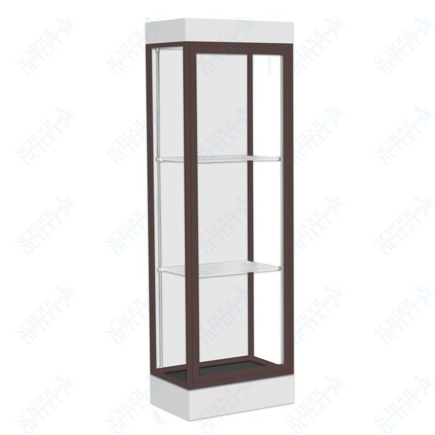 Waddell Edge 91 Lighted Floor Case w/ White Back & Dark Bronze Frame - 24"W x 76"H x 20"D(Waddell WAD - 91LFWH - BZ) - SchoolOutlet