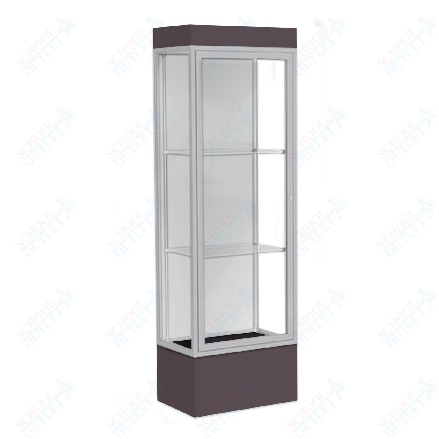 Waddell Edge 93 Lighted Floor Case w/ White Back & Satin Natural Frame - 24"W x 76"H x 20"D(Waddell WAD - 93LFWH - SN) - SchoolOutlet