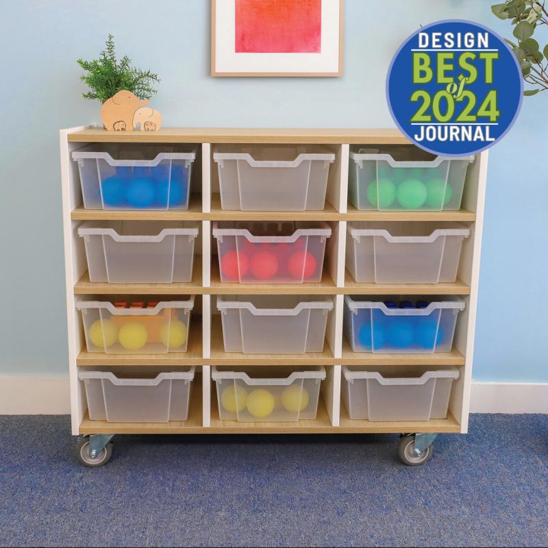 Whitney Brothers elevatED™ 12 Tray Mobile Storage Cabinet 42.5"W x 18"D x 37.25"H (WHT - WB1932) - SchoolOutlet