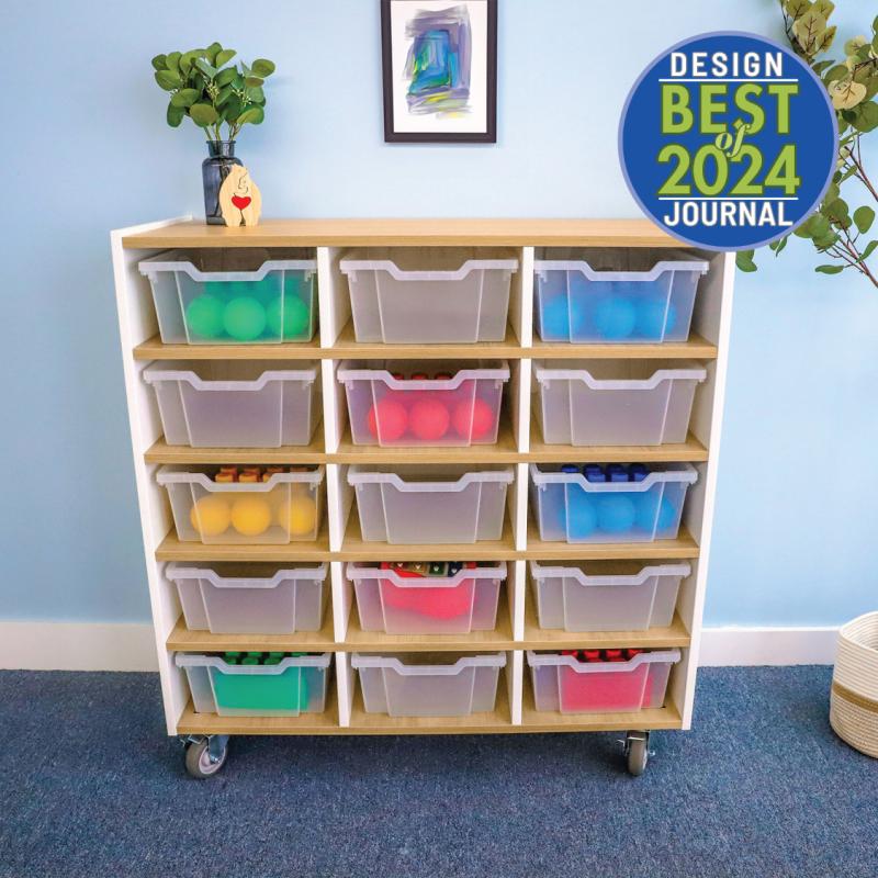 Whitney Brothers elevatED™ 15 Tray Mobile Storage Cabinet 42.5"W x 18"D x 45"H (WHT - WB1935) - SchoolOutlet