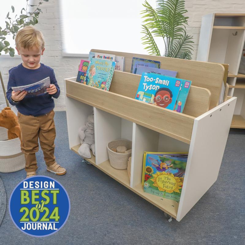 Whitney Brothers elevatED™ Mobile Book Storage Island 40.75"W x 19.25"D x 35.75"H (WHT - WB1937) - SchoolOutlet