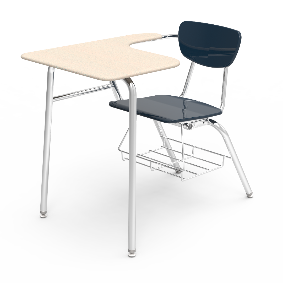 Virco 3400LABRM - Combo Desk with 18" Hard Plastic Seat, 18" x  21" x 30" Hard Plastic Top with Arm Support, Bookrack (Virco 3400LABRM)