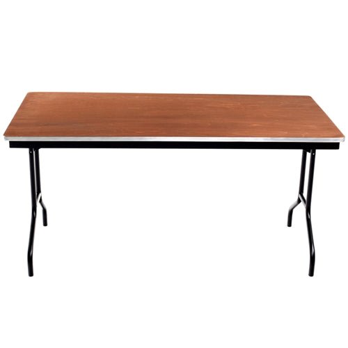 AmTab Folding Table - Plywood Stained and Sealed - Aluminum Edge - 18"W x 96"L x 29"H (AmTab AMT-188PA) - SchoolOutlet