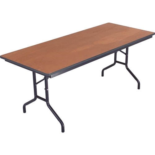 AmTab Folding Table - Plywood Stained and Sealed - Vinyl T-Molding Edge - 18"W x 96"L x 29"H (AmTab AMT-188PM) - SchoolOutlet