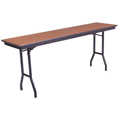 AmTab Folding Table - Plywood Stained and Sealed - Vinyl T-Molding Edge - 18"W x 96"L x 29"H (AmTab AMT-188PM) - SchoolOutlet