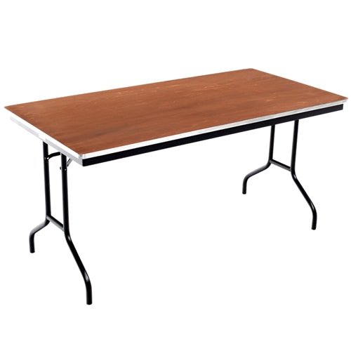 AmTab Folding Table - Plywood Stained and Sealed - Aluminum Edge - 24"W x 60"L x 29"H (AmTab AMT-245PA) - SchoolOutlet