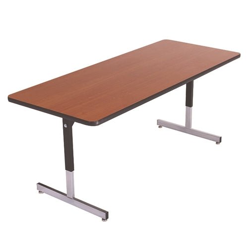 AmTab Computer and Technology Table - Pedestal Legs - 18"W x 60"L x Adjustable 22" to 29"H (AmTab AMT-A185PL) - SchoolOutlet