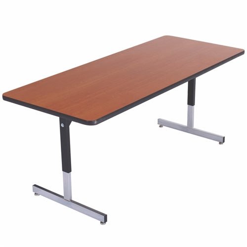 AmTab Computer and Technology Table - Pedestal Legs - 18"W x 96"L x Adjustable 22" to 29"H (AmTab AMT-A188PL) - SchoolOutlet
