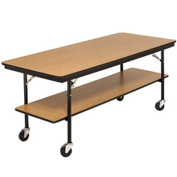 AmTab Mobile Buffet Table - Plywood Core - Two Level - Rectangle - 30"W x 72"L x 30"H (AmTab AMT-BT306DP)
