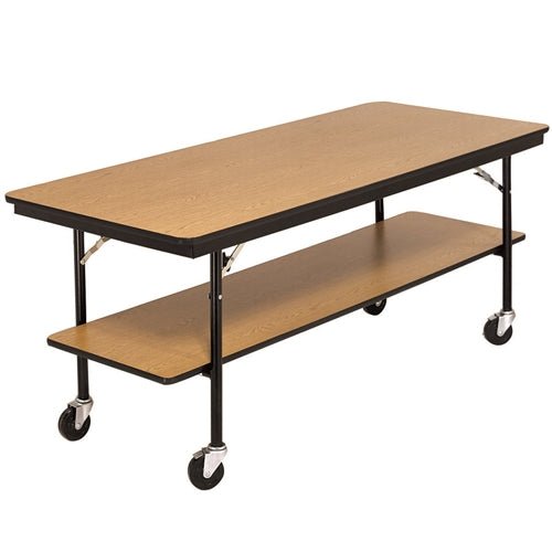AmTab Mobile Buffet Table - Plywood Core - Two Level - Rectangle - 30"W x 72"L x 30"H (AmTab AMT-BT306DP) - SchoolOutlet