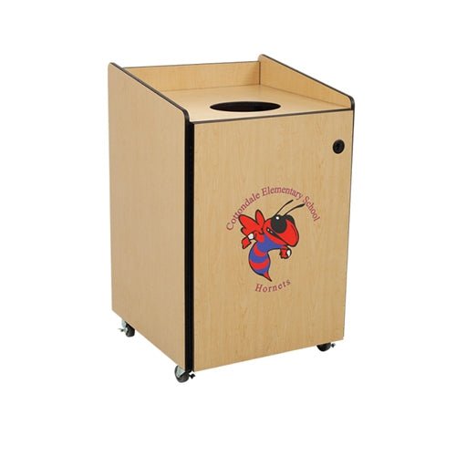 AmTab Heavy-Duty Waste Receptacle - Applicable for 32 Gallon Cans and Drums - 33"W x 32"L x 42"H (AMT-HDWR32) - SchoolOutlet