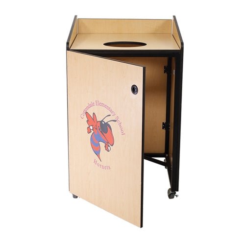 AmTab Heavy-Duty Waste Receptacle - Applicable for 32 Gallon Cans and Drums - 33"W x 32"L x 42"H (AMT-HDWR32) - SchoolOutlet