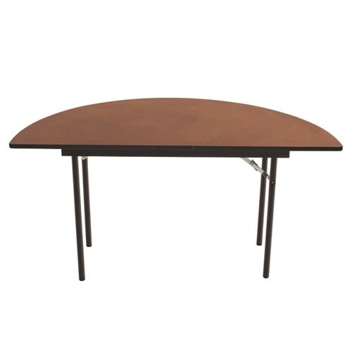 AmTab Folding Table - Plywood Stained and Sealed - Vinyl T-Molding Edge - Half Round - Half 30" Diameter x 29"H (AmTab AMT-HR30PM) - SchoolOutlet