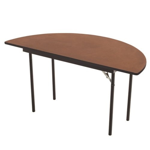 AmTab Folding Table - Plywood Stained and Sealed - Vinyl T-Molding Edge - Half Round - Half 30" Diameter x 29"H (AmTab AMT-HR30PM) - SchoolOutlet