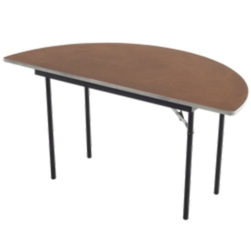 AmTab Folding Table - Plywood Stained and Sealed - Aluminum Edge - Half Round - Half 48" Diameter x 29"H (AmTab AMT-HR48PA) - SchoolOutlet