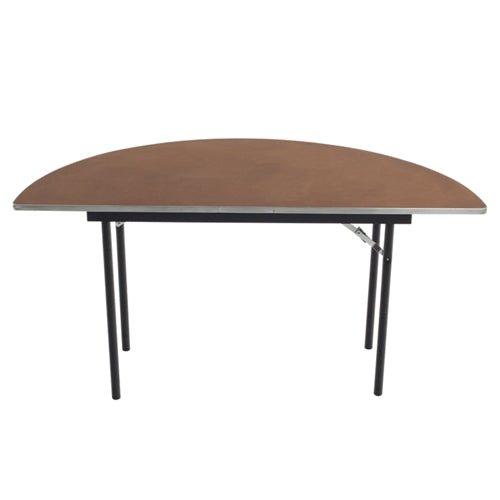 AmTab Folding Table - Plywood Stained and Sealed - Aluminum Edge - Half Round - Half 96" Diameter x 29"H (AmTab AMT-HR96PA) - SchoolOutlet