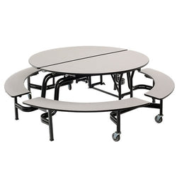 AmTab Round Mobile Bench Cafeteria Table - 60" Diameter (AmTab AMT-MBR604)
