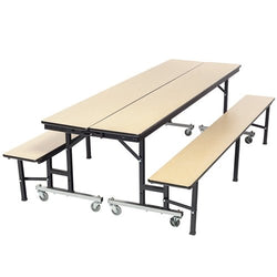 Mobile Convertible Bench Table - 96"L by AmTab -  8 Feet long