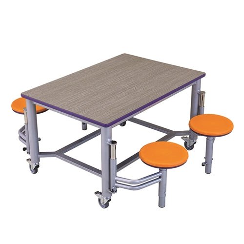 AmTab Mobile Stool Table - Double Collaboration High Table - 36"W x 36"L x 29"H - 2 Stools (AMT-MDST3636-29) - SchoolOutlet