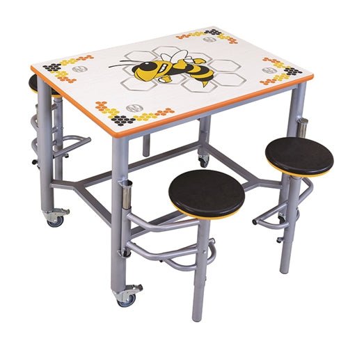 AmTab Mobile Stool Table - Double Collaboration High Table - 36"W x 36"L x 42"H - 2 Stools (AMT-MDST3636-42) - SchoolOutlet