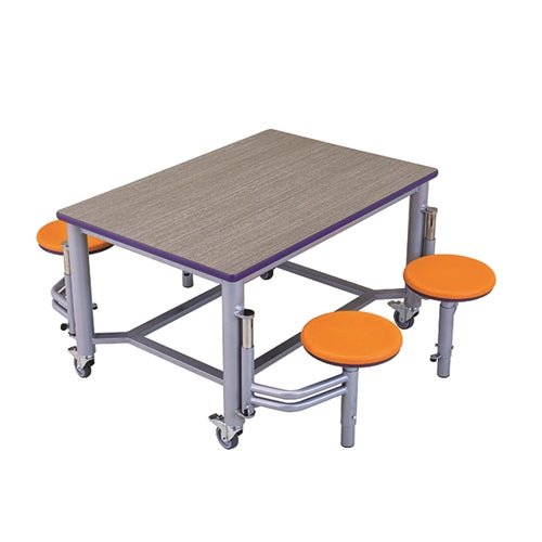 AmTab Mobile Stool Table - Group Collaboration High Table - 36"W x 52"L x 29"H - 4 Stools (AMT-MGST3652-29) - SchoolOutlet