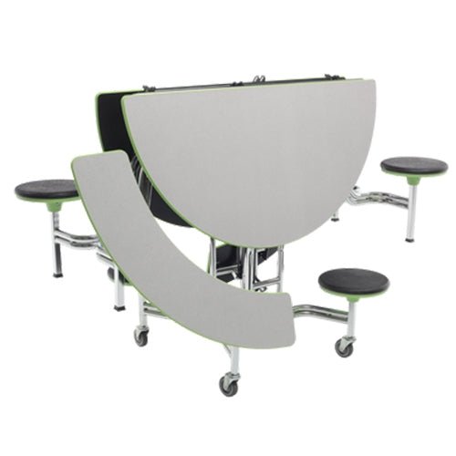 AmTab Mobile Stool and Bench Table - Round - 60" Round Diameter - 4 Stools and 2 Benches (AmTab AMT-MSBR6042) - SchoolOutlet