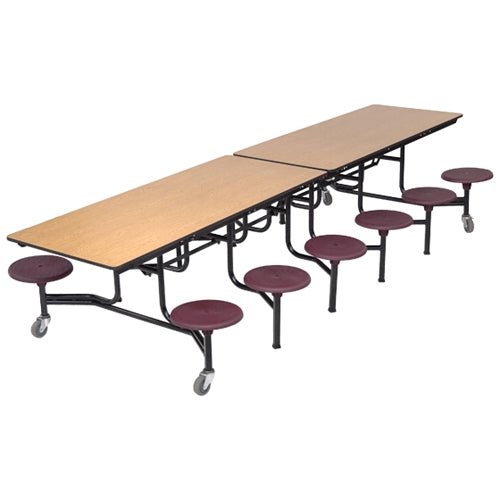 AmTab Mobile Stool Table - Rectangle - 30"W x 10'1"L - 12 Stools (AmTab AMT-MST1012) - SchoolOutlet