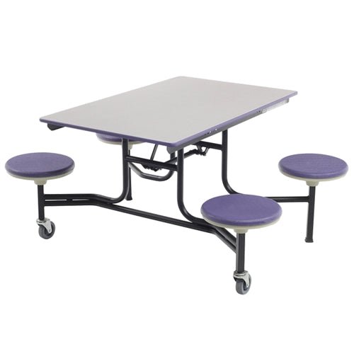AmTab Mobile Stool Table - Rectangle - 30"W x 4'L - 4 Stools (AmTab AMT-MST44) - SchoolOutlet