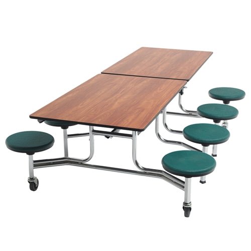 AmTab Mobile Stool Table - Rectangle - 30"W x 8'1"L - 8 Stools (AmTab AMT-MST88) - SchoolOutlet