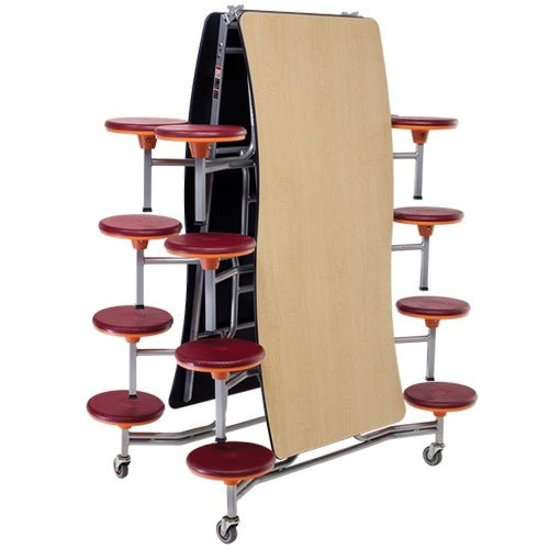 AmTab Mobile Stool Table - Wave - 35"W x 12'1"L - 16 Stools (AmTab AMT-MSWT1216) - SchoolOutlet
