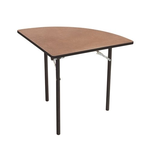 AmTab Folding Table - Plywood Stained and Sealed - Vinyl T-Molding Edge - Quarter Round - Quarter 48" Diameter x 29"H (AmTab AMT-QR48PM) - SchoolOutlet