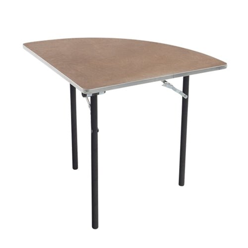 AmTab Folding Table - Plywood Stained and Sealed - Aluminum Edge - Quarter Round - Quarter 96" Diameter x 29"H (AmTab AMT-QR96PA) - SchoolOutlet