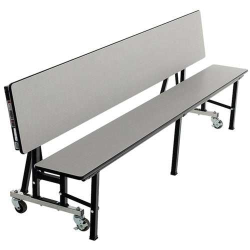 AmTab All-In-One Mobile Convertible Bench - 96"L Black Metal Frame, Gray Nebula Top with Black Dyna Rock Edge (AMT-QUICK-ACB8-GNBB) - SchoolOutlet