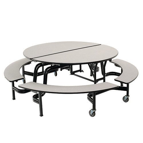 AmTab Mobile Bench Table - Round - 60" Round Diameter - 4 Benches (AMT-QUICK-MBR604-GNBB) - SchoolOutlet