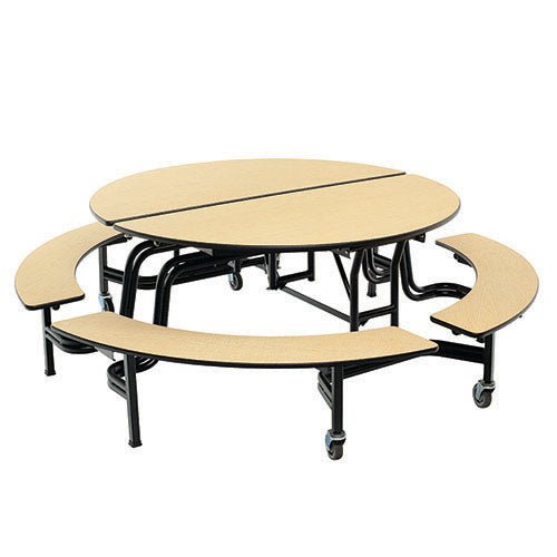 AmTab Mobile Bench Table - Round - 60" Round Diameter - 4 Benches (AMT-QUICK-MBR604-MBB) - SchoolOutlet