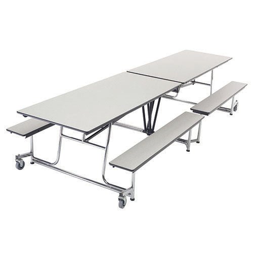 AmTab Mobile Bench Table - Rectangle - 30"W x 12'1"L - 4 Benches (AMT-QUICK-MBT12-GNBC) - SchoolOutlet