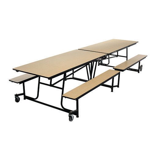 AmTab Mobile Bench Table - Rectangle - 30"W x 12'1"L - 4 Benches (AMT-QUICK-MBT12-MBB) - SchoolOutlet
