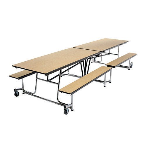 AmTab Mobile Bench Table - Rectangle - 30"W x 12'1"L - 4 Benches (AMT-QUICK-MBT12-MBC) - SchoolOutlet