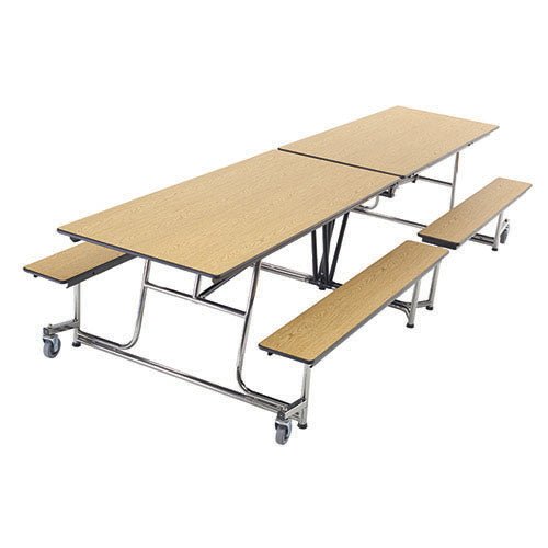 AmTab Mobile Bench Table - Rectangle - 30"W x 12'1"L - 4 Benches (AMT-QUICK-MBT12-OBC) - SchoolOutlet