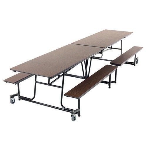 AmTab Mobile Bench Table - Rectangle - 30"W x 12'1"L - 4 Benches (AMT-QUICK-MBT12-WBTB) - SchoolOutlet