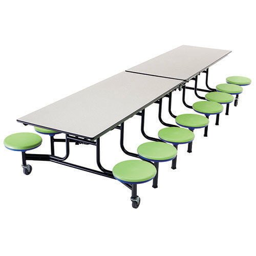 AmTab Mobile Stool Table - Rectangle - 30"W x 12'1"L - 16 Stools (AMT-QUICK-MST1216-GNBB) - SchoolOutlet