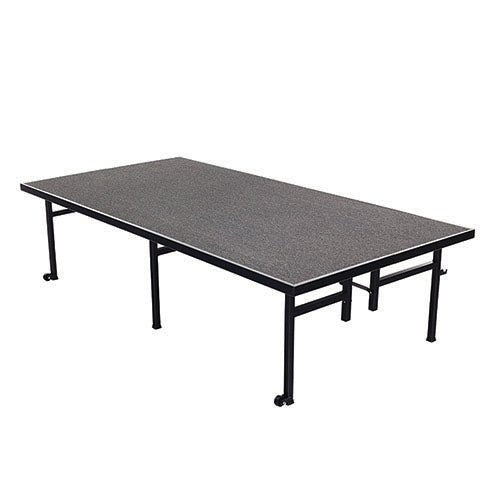 AmTab Fixed Height Stage - Carpet Top - 48"W x 96"L x 24"H Black Metal Frame, Charcoal Carpet (AMT-QUICK-ST4824C-CHARCB) - SchoolOutlet